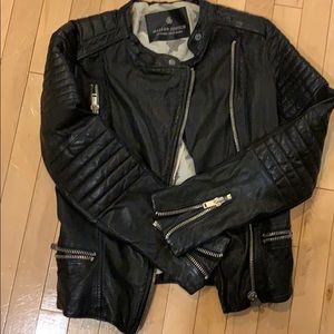 Genuine leather motorcycle jacket